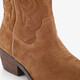 Suède dames cowboylaarsjes cognac