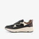 Leren dames sneakers zwart goud