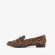 Dames loafers met gesp en panterprint bruin
