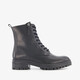 Leren dames veterboots zwart