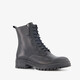 Leren dames veterboots zwart