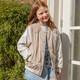Meisjes bomberjack beige wit
