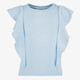 Meisjes rib top met ruches lichtblauw