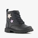 Leren meisjes veterboots met sterren zwart