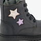 Leren meisjes veterboots met sterren zwart