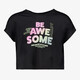 Osaga cropped meisjes sport T-shirt met opdruk zwart