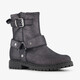 Stap leren meisjes biker boots met glitters zwart