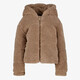 Meisjes teddy jas met capuchon lichtbruin