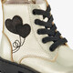 Leren meisjes veterboots met hartjes goud zwart