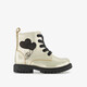 Leren meisjes veterboots met hartjes goud zwart