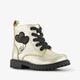 Leren meisjes veterboots met hartjes goud zwart