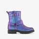 Leren meisjes biker boots met glitters paars