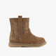 Suède meisjes boots met stippen bruin