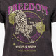Dames acid T-shirt met opdruk zwart