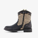 Meisjes cowboylaarsjes met luipaardprint zwart