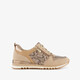 Dames sneakers met slangenprint beige goud