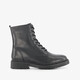 Leren dames veterboots zwart