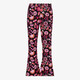 Flared meisjes broek met bloemen zwart roze