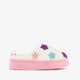 Teddy instap pantoffels met sterren wit roze