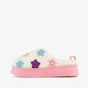 Teddy instap pantoffels met sterren wit roze