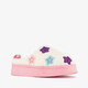 Teddy instap pantoffels met sterren wit roze