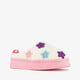 Teddy instap pantoffels met sterren wit roze
