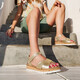 Leren dames sandalen goud