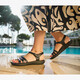 Leren dames sandalen zwart
