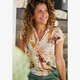 Dames top met bloemenprint geel groen