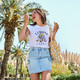 Dames denim cargo rok lichtblauw