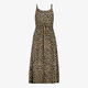 Dames maxi jurk met panterprint beige