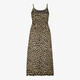Dames maxi jurk met panterprint beige