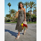 Dames maxi jurk met panterprint beige
