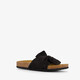 Dames bio slippers zwart met strik