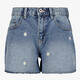 Meisjes denim short met madeliefjes