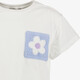 Cropped meisjes T-shirt met borduursel wit