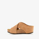 Suede dames slippers sleehak cognac