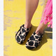 Dames clogs met dierenprint zwart wit