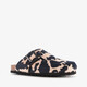 Dames clogs met dierenprint zwart wit