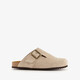 Suede dames clogs taupe