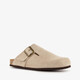 Suede dames clogs taupe
