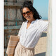 Dames blouse met driekwart mouwen wit