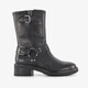 Leren dames biker boots zwart