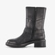 Leren dames biker boots zwart