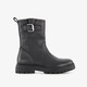 Leren meisjes boots met gesp zwart