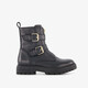 Leren meisjes biker boots zwart