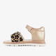 Meisjes sandalen met panterprint goud