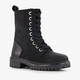 Suède meisjes veterboots zwart