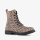 Meisjes veterboots met panterprint bruin