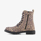 Meisjes veterboots met panterprint bruin